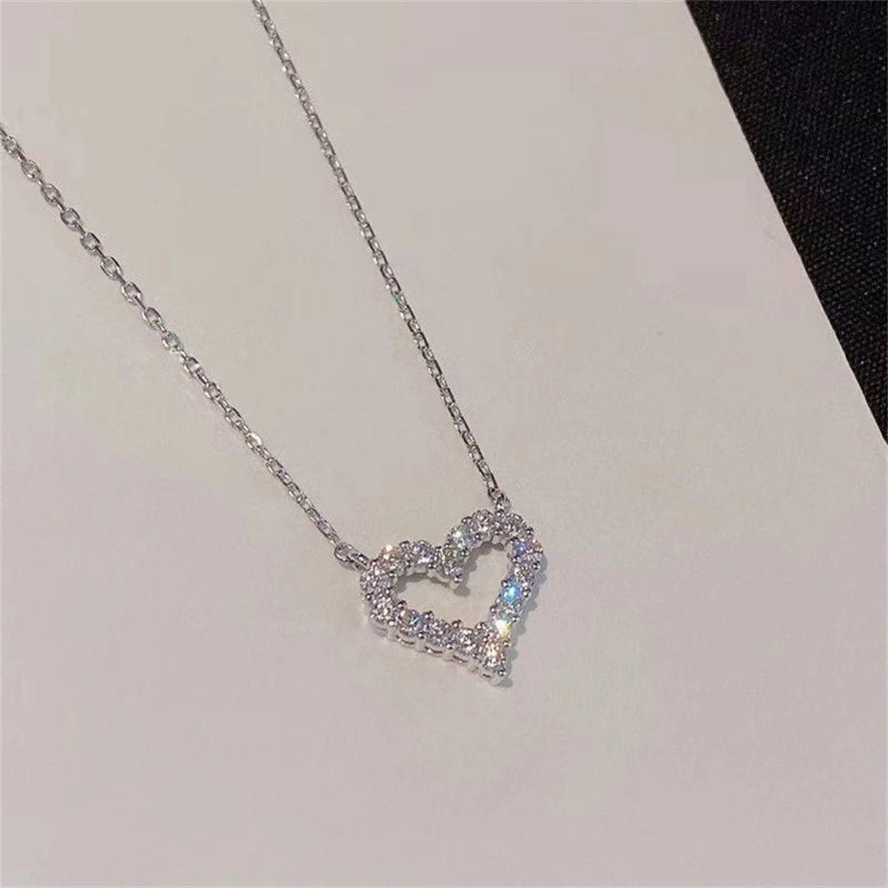 Simple Hollow Love Heart Pendant Necklace