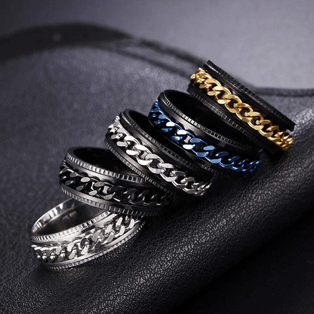 Stainless Steel Rotating Anxiety Fidget Rings