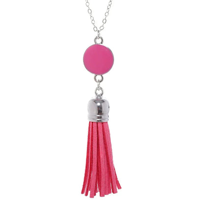 Boho Monogram Acrylic Blank Disc Long Chain Tassel Sweater Necklace