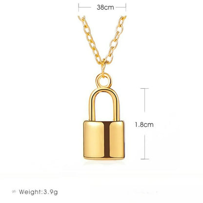 Simple Chain Link Lock Pendant Necklace