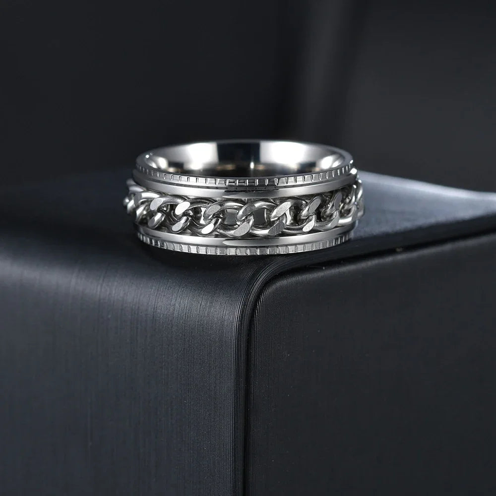 Stainless Steel Rotating Anxiety Fidget Rings