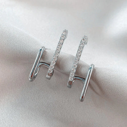 Irregular U-shaped Korean Luxury Crystal Gold Color Earrings