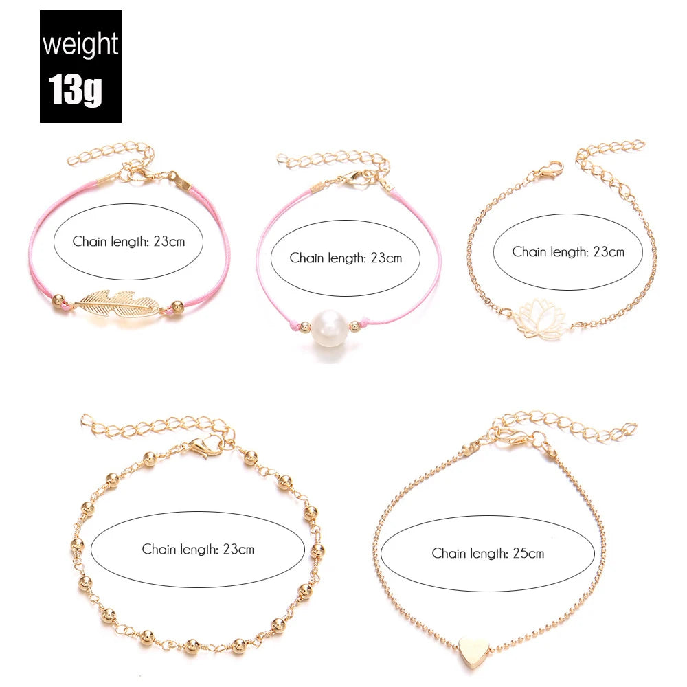 Bohemian Handmade Weave Heart Long Tassel Bracelet Sets