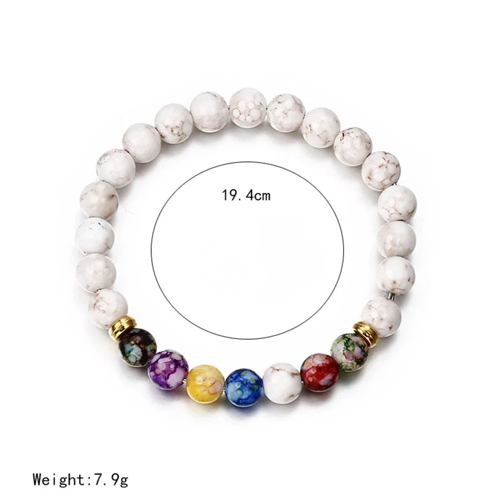 Classic Lovers Natural Lava Stone 7 Chakra Healing Bracelet