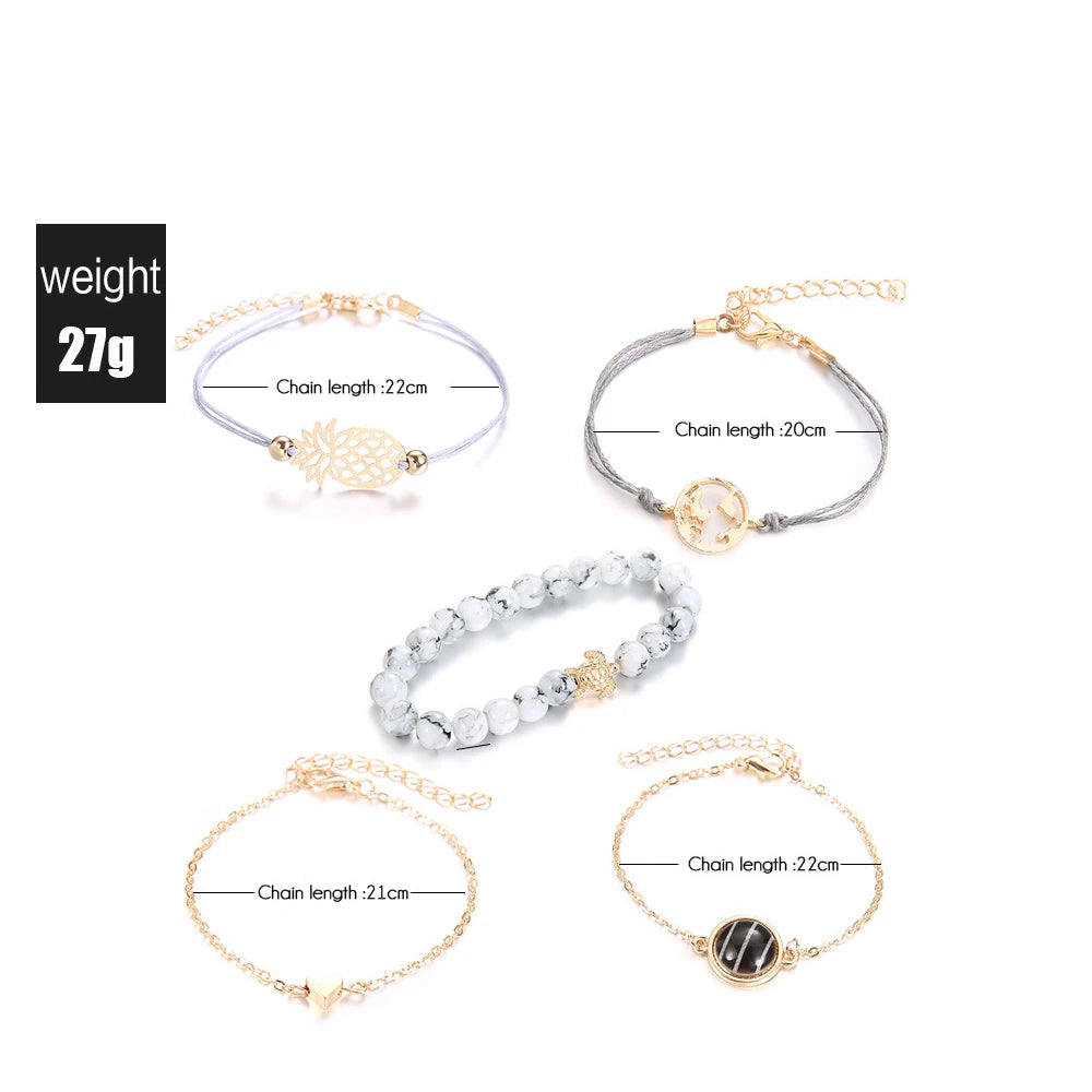 Bohemian Handmade Weave Heart Long Tassel Bracelet Sets