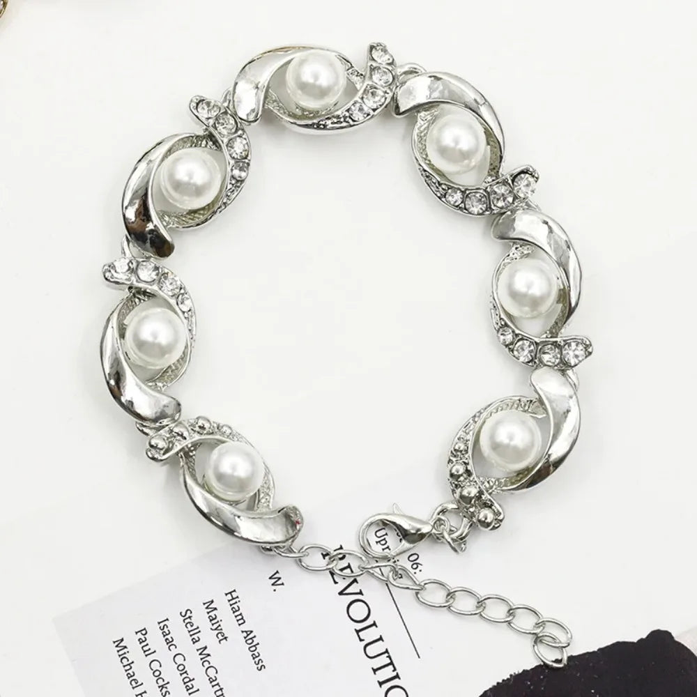 Imitation Pearl Adjustable Chain Bracelet