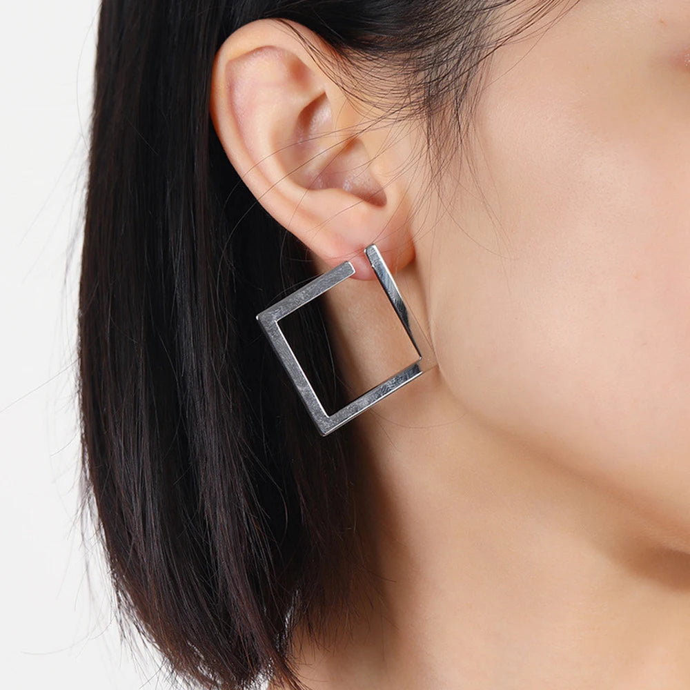 Retro Minimalist Square Irregular Studs Exaggerated Cold Wind Drop Earrings