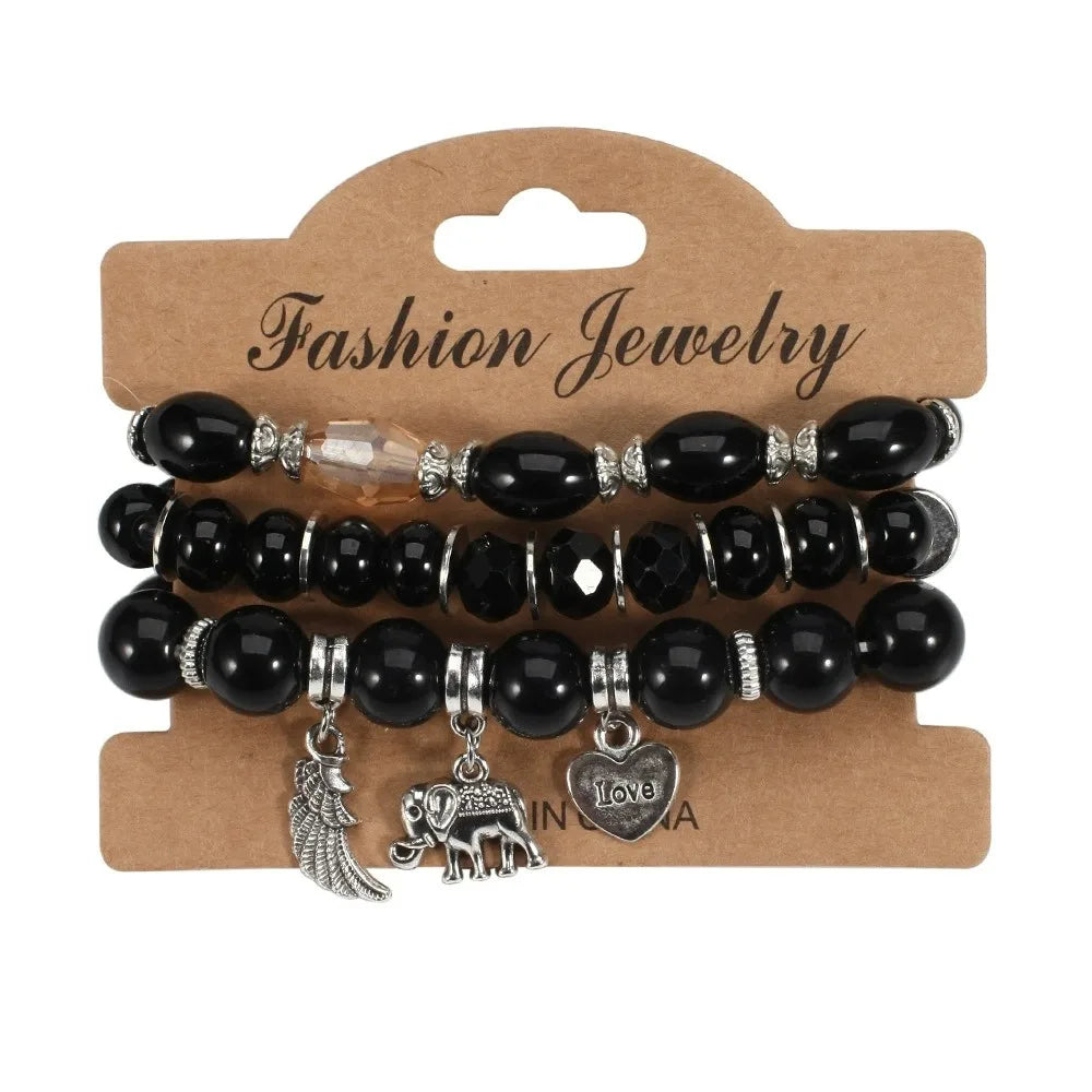 3pcs/Set Boho Style Beaded Charm Bracelets
