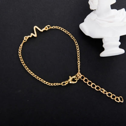 Korean Fashion ECG Heart Rate Lightning Charm Bracelet