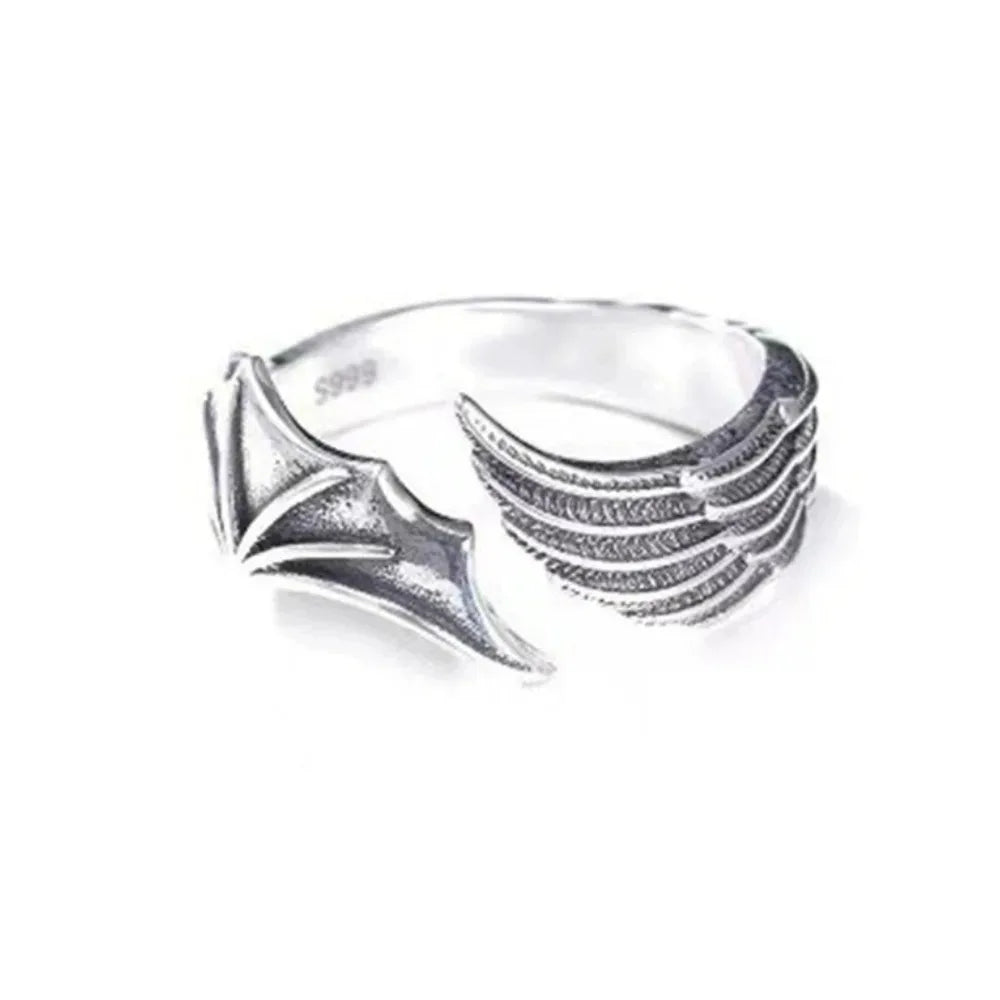 Retro Angel Demon Wing Couples Ring