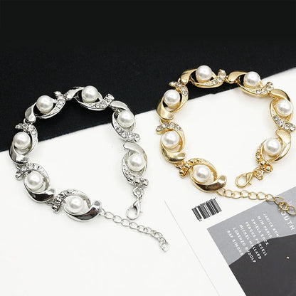 Imitation Pearl Adjustable Chain Bracelet