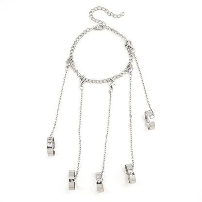 Hip Hop Party Chain Wrist Rings with Open Adjustable Design Set