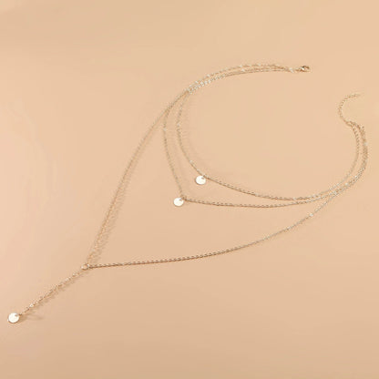 Minimalist Round Disco Coin Chain Necklace