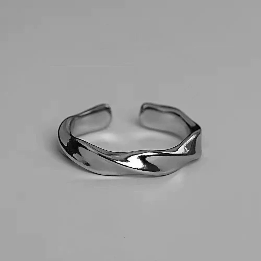 Trend Mobius Wave Silver Color Alloy Open Ring