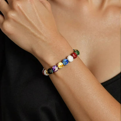 Classic Lovers Natural Lava Stone 7 Chakra Healing Bracelet