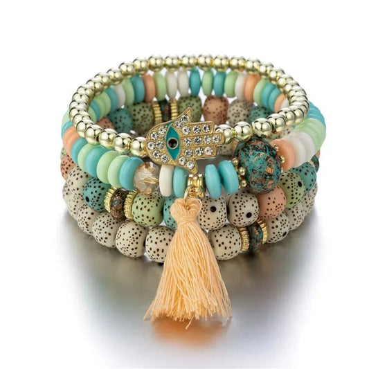 Vintage Ethnic Multilayer Big Beads Bracelets