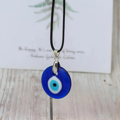 Vintage Turkish Blue Evil Eye Pendant Choker Necklace