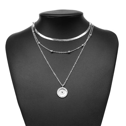 Multi-layer Snake Bone Chain with Round Bead Chain Necklace