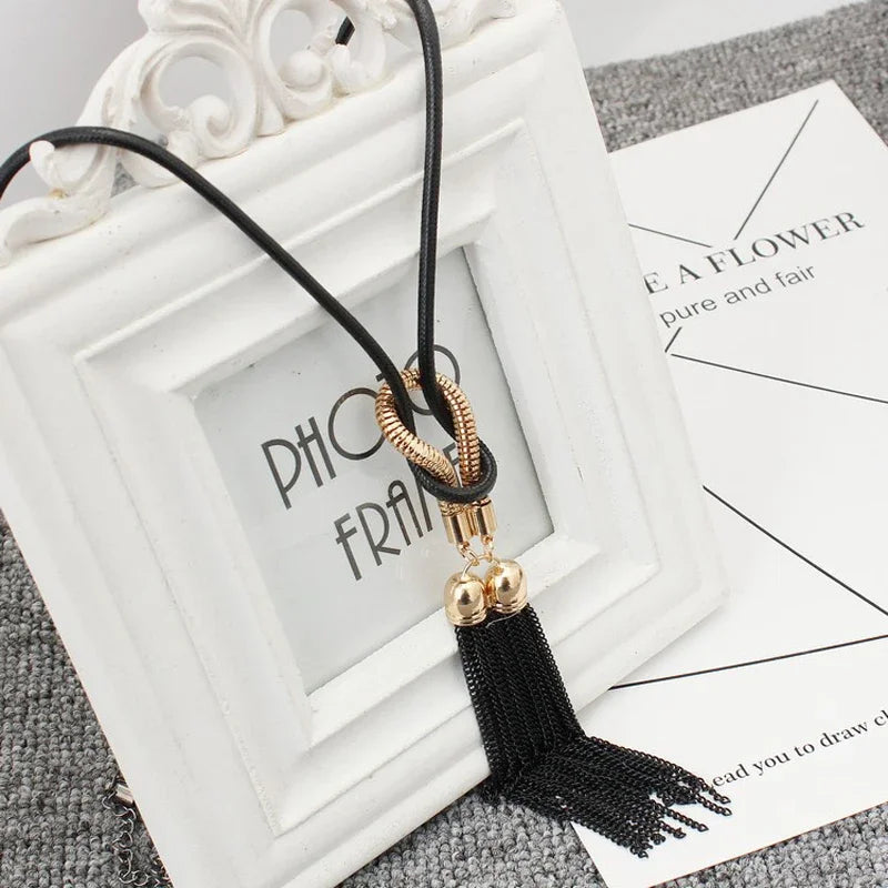 Tassel Long Winter Sweater Chain Pendant Necklace