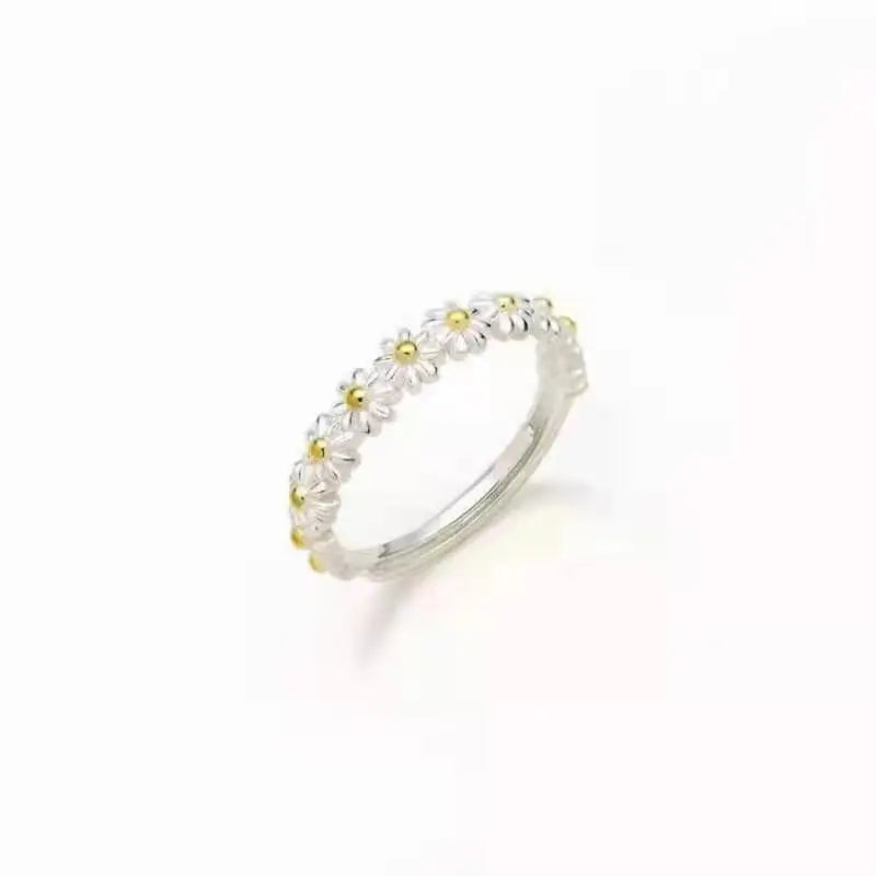 Exquisite Enamel Sunflower Adjustable Open Ring