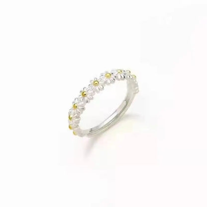 Exquisite Enamel Sunflower Adjustable Open Ring