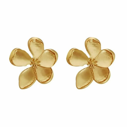 Gold Color Metal Flower Retro Earrings