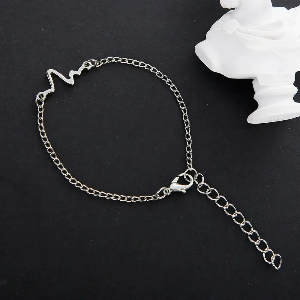 Korean Fashion ECG Heart Rate Lightning Charm Bracelet