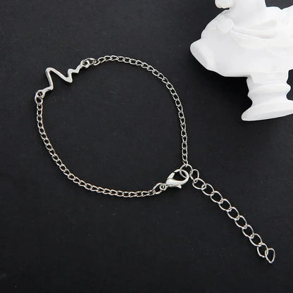 Korean Fashion ECG Heart Rate Lightning Charm Bracelet