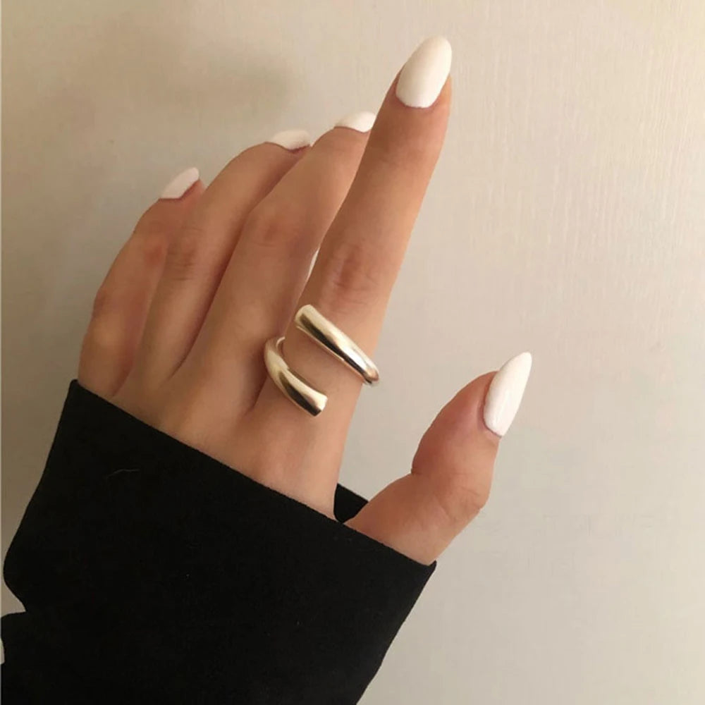 Minimalist Creative Hollow Irregular Geometric Silver Color Rings