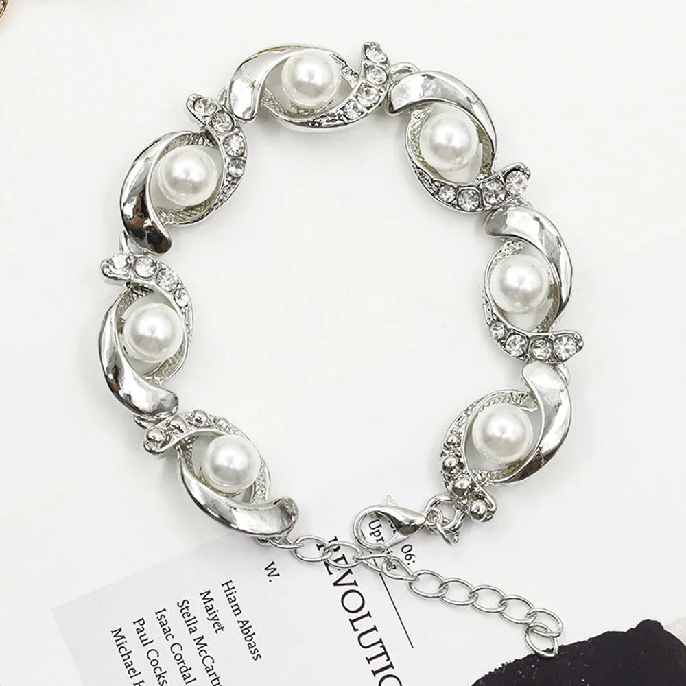 Imitation Pearl Adjustable Chain Bracelet